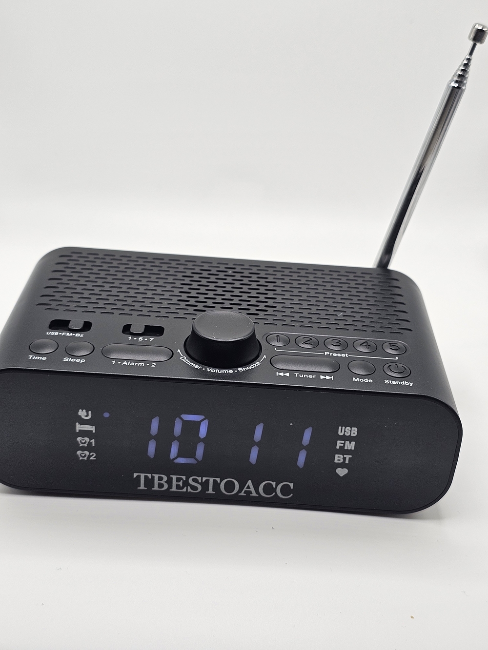 TBESTOACC Bluetooth Speaker FM Clock Radio Dual Alarm Rechargeable NEW